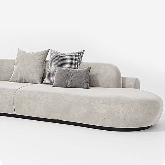 Cosima Grey Four Seater, Five Seater Curved Sofa, Long Sofa, Velvet with curved leather sofa couch