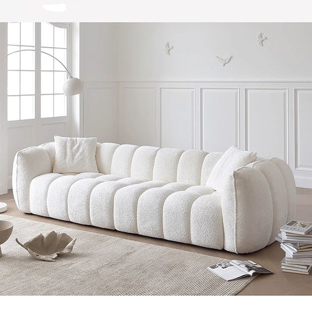 Winslow Pumpin Two Seater, Three Seater Sofa, Boucle with dining table cover