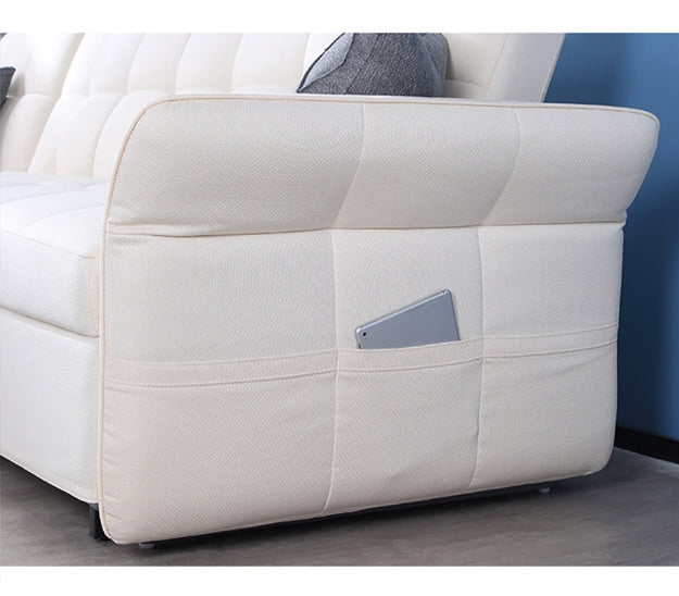 Three Seater Corner Sofa Bed, White with leather corner sofa