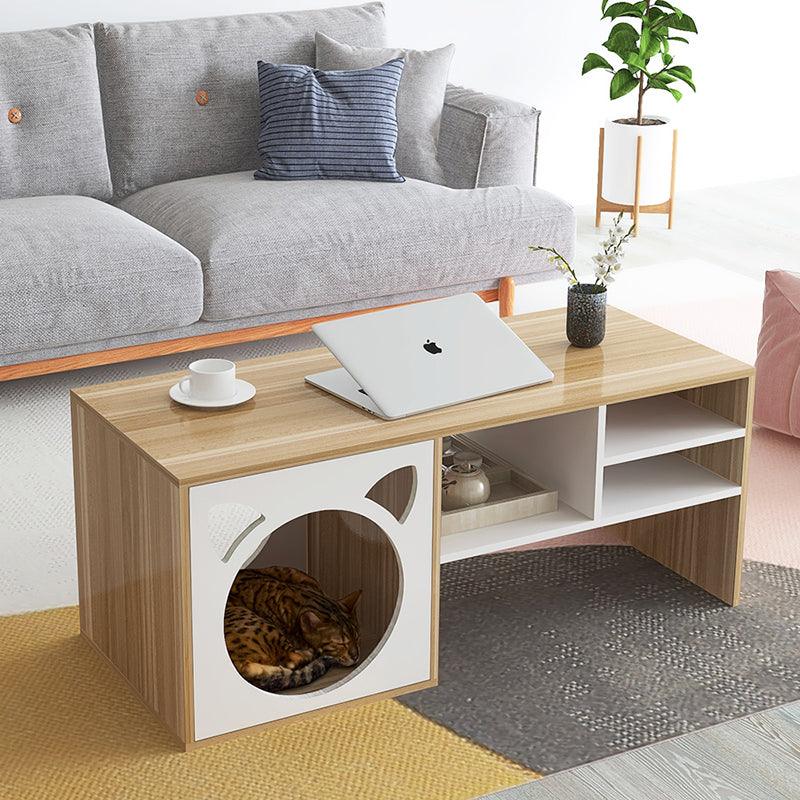 Marioni Coffee Table With Pet House, Wood-Weilai Concept-Weilai Concept