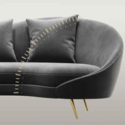 Slender Modern Curved Two Seater, Three Seater Sofa, Velvet with corner sofa with curved corner