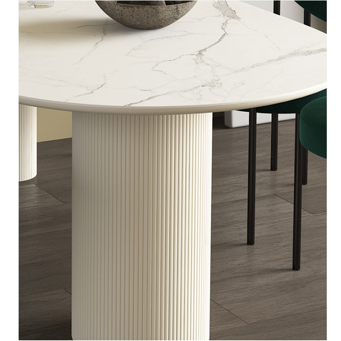 La Plainville Dining Table, White with modern dining table and 6 chairs