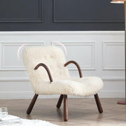 Philip Arc Sheepskin Armchair And Ottoman-Weilai Concept-Weilai Concept