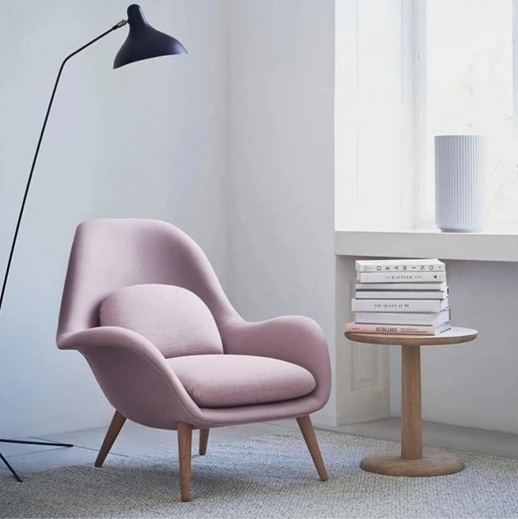 Fredericia Swoon Armchair And Footstool, Velvet with kitchen sideboard