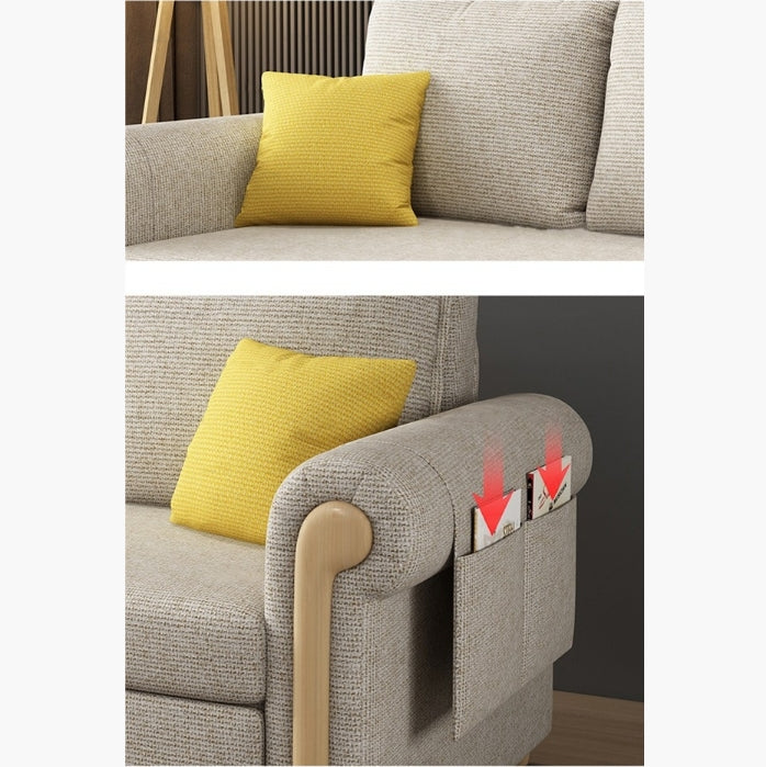 Braylene Two Seater Sofa Bed, Linen in a lifestyle setting with sofa beds with storage