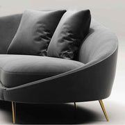 Slender Modern Curved Two Seater, Three Seater Sofa, Velvet with curved sofa