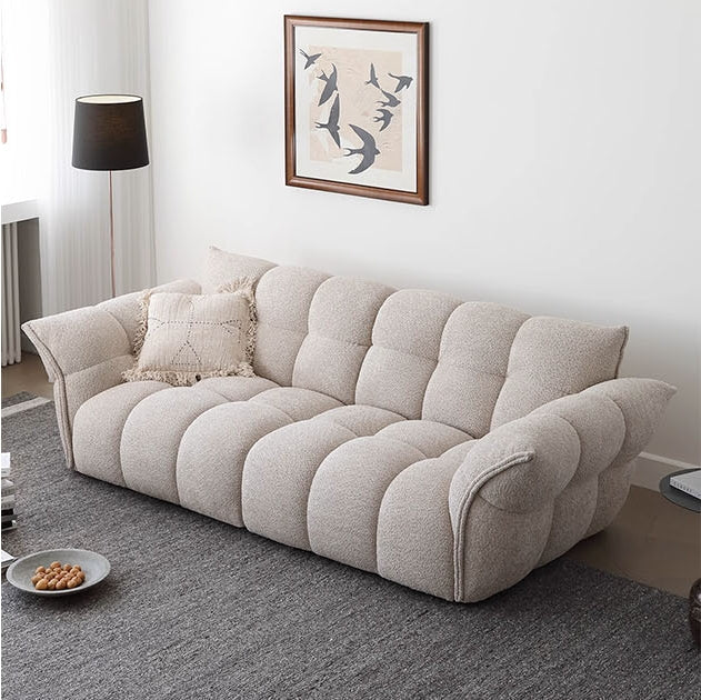Tristin Two Seater, Three Seater Sofa, Boucle with coffee table that converts to dining table