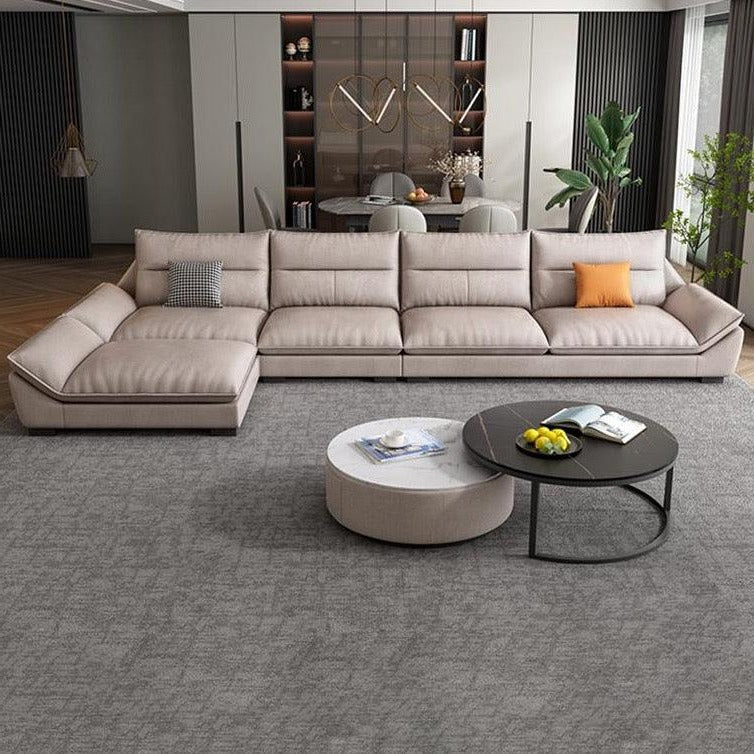 Quinn Four Seater, Four Seater Corner Sofa, Leathaire with corner velvet sofa
