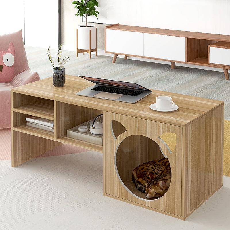 Marioni Coffee Table With Pet House, Wood-Weilai Concept-Oak-Weilai Concept