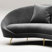 Slender Modern Curved Two Seater, Three Seater Sofa, Velvet in a lifestyle setting with curve sofa