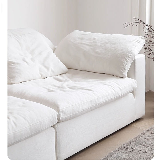 Ransom Two Seater Sofa, Linen with round dining room table sets