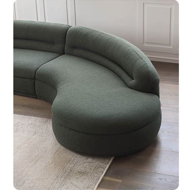 Yannik Four Seater Curved Sofa, Green with corner sofa with curved corner