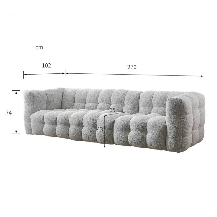 Zobah Two Seater, Three Seater Sofa, Grey Boucle with extending dining table square