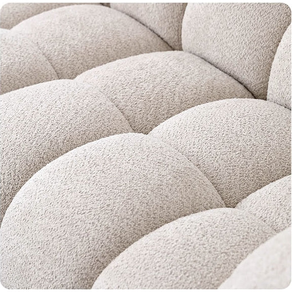Tristin Two Seater, Three Seater Sofa, Boucle with cream dining table