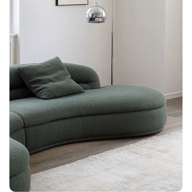 Yannik Four Seater Curved Sofa, Green with leather curved sofas