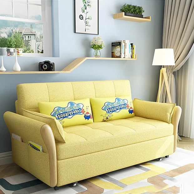 Two Seater Sofa Bed, Blue with foldable sofa bed