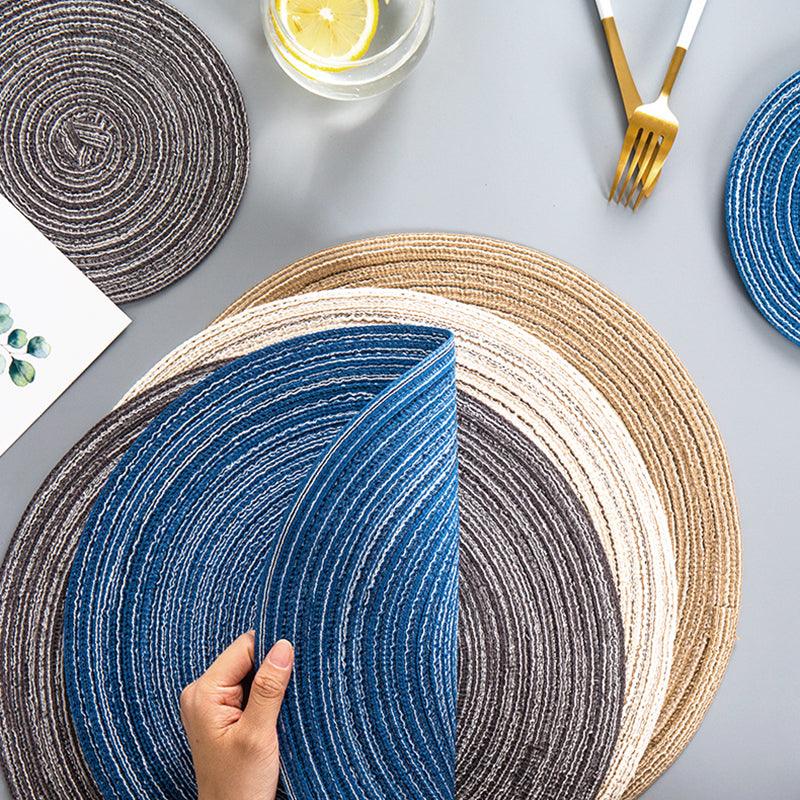 Round Braided Woven Placemats, Set of 4 Pieces-Weilai Concept-Weilai Concept