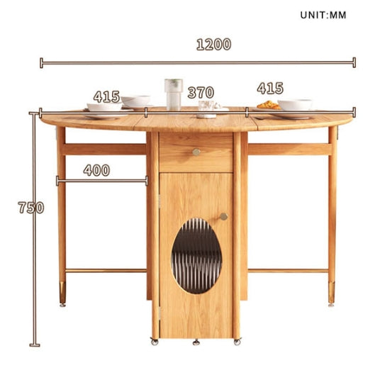 Ainsley Folding Extendable Dining Table, Wood with folding dining table drop leaf