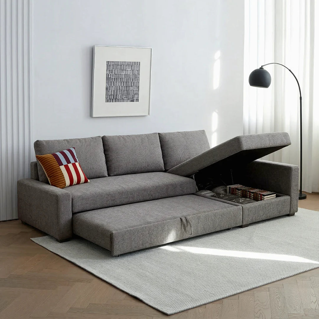 Edwards Three Seater Corner Sofa Bed With Storage, Linen