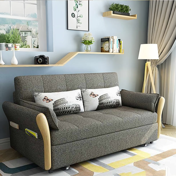 Two Seater Sofa Bed, Blue with gray sofa bed couch