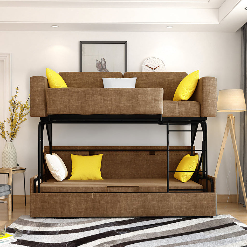 Pérez Two Seater Sofa Bed, Bunk Bed, Linen with sofa bed on