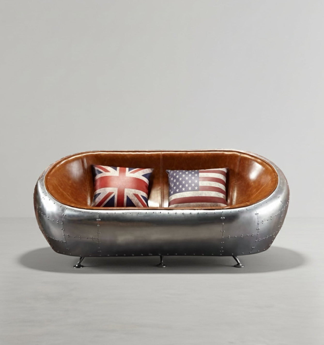 Aviator Airplane Tub Two Seater Sofa, Aluminum Loveseat-Weilai Concept
