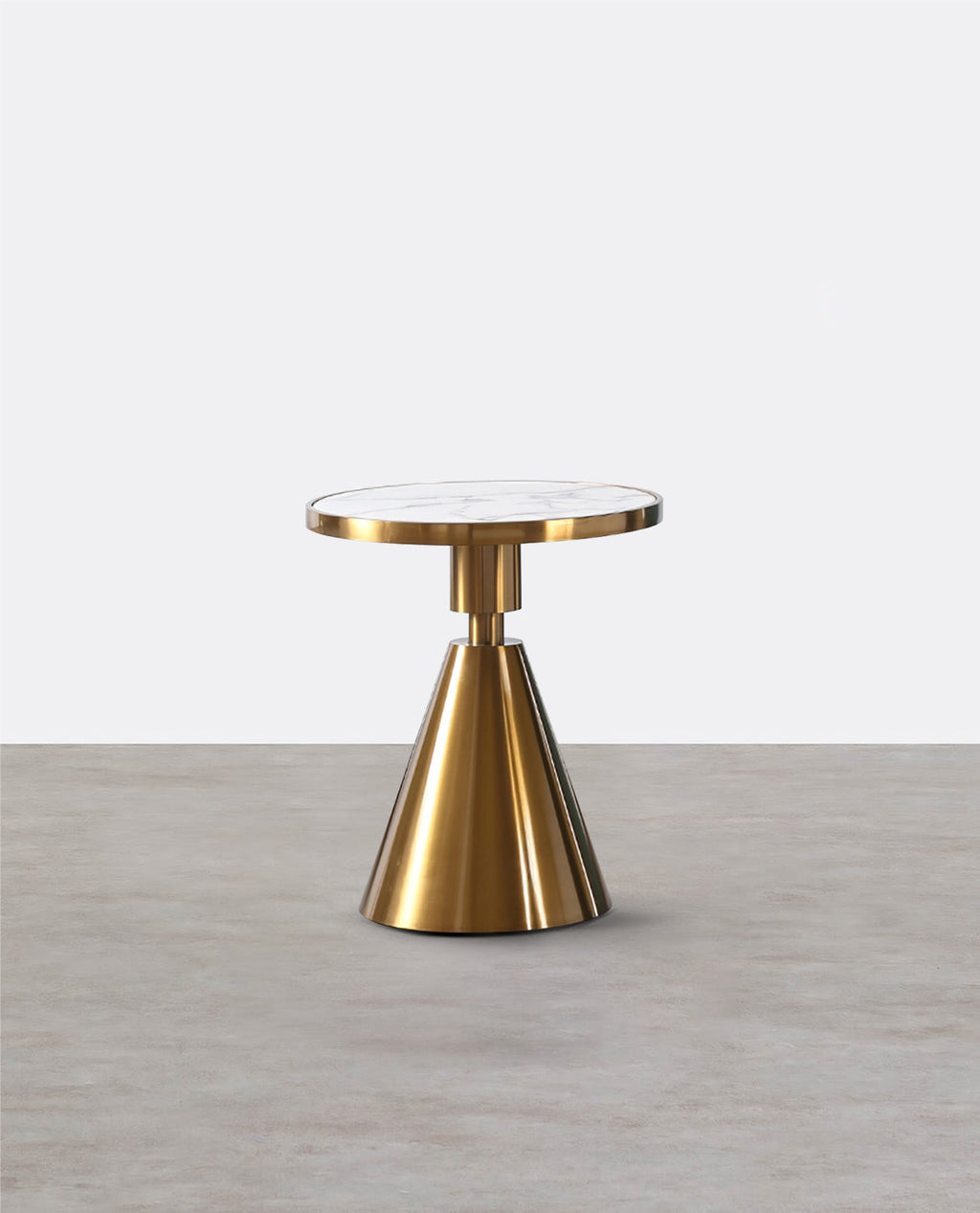 Modern Side Table with Marble Top and Metal Base-Weilai Concept