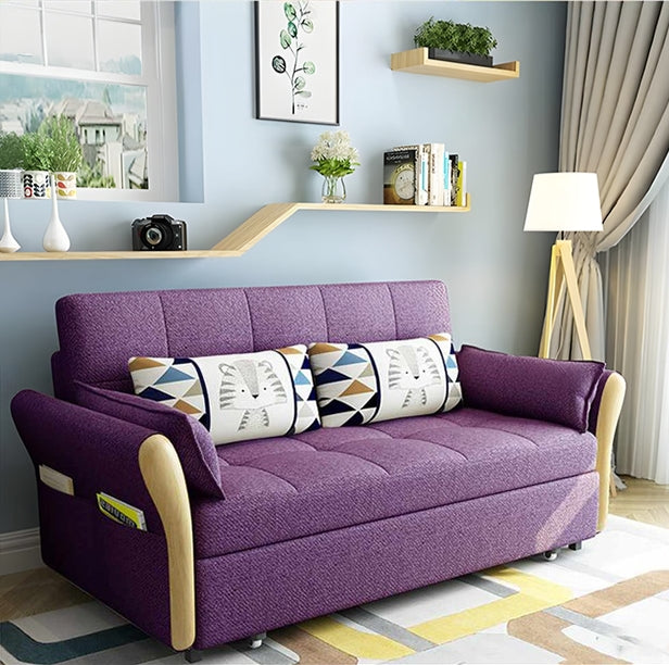 Two Seater Sofa Bed, Blue with grey couch sofa bed