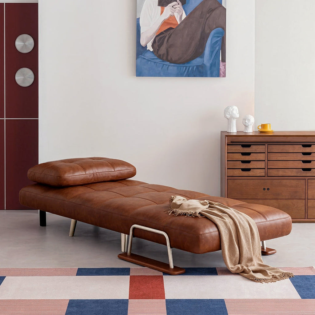 Riley Single Sofa Bed, Two Seater Sofa Bed, Black Leather