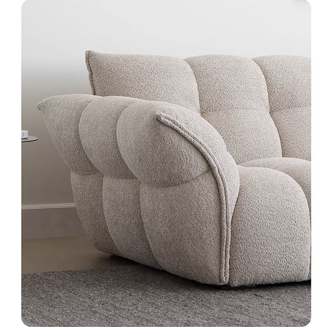Tristin Two Seater, Three Seater Sofa, Boucle with contemporary dining table and chairs