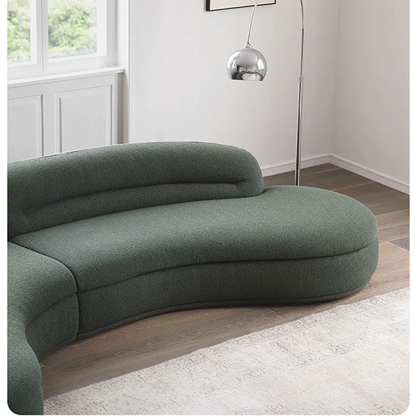 Yannik Four Seater Curved Sofa, Green with curved corner sofa