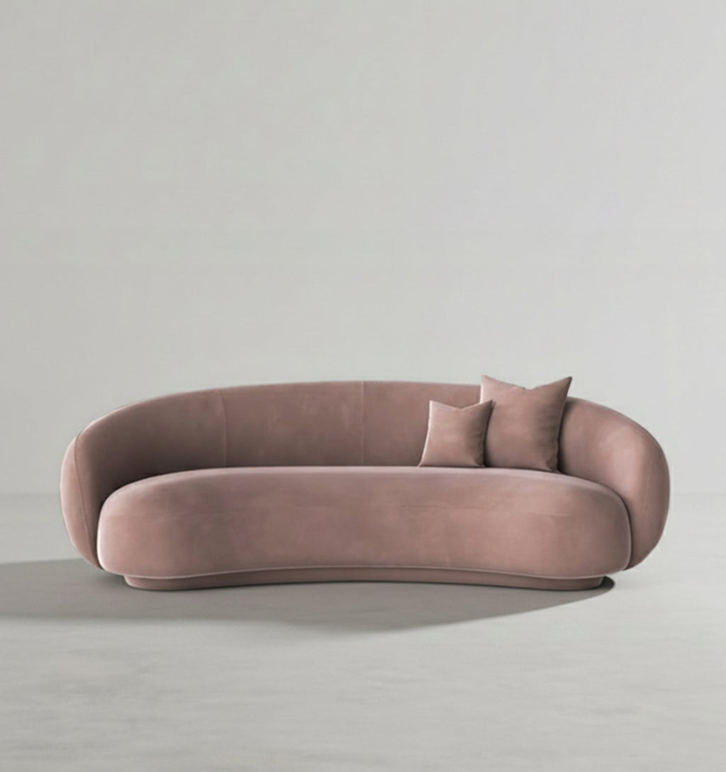 Romelia Three Seater Curved Sofa, Velvet - curved boucle sofa