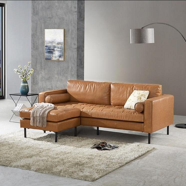 Detail view of Minimalism Two Seater, Three Seater Sofa, Corner Sofa, Real Leather with 3 seater corner sofa bed