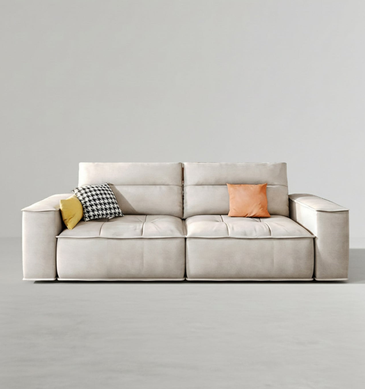 Detail view of Lou Two Seater, Three Seater, Four Seater, Five Seater Sofa, Corner Sofa, Leathaire with chaise lounge corner sofa