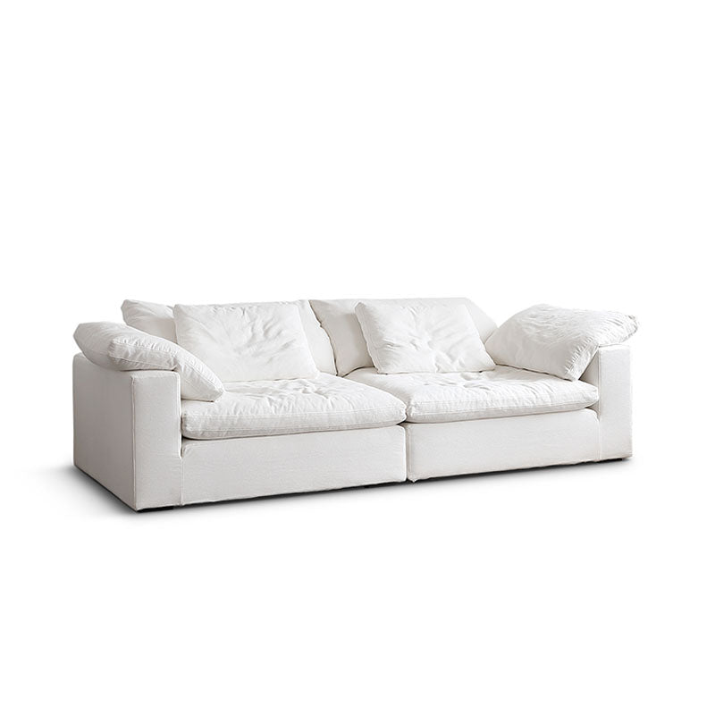 Ransom Two Seater Sofa, Linen with stone dining table