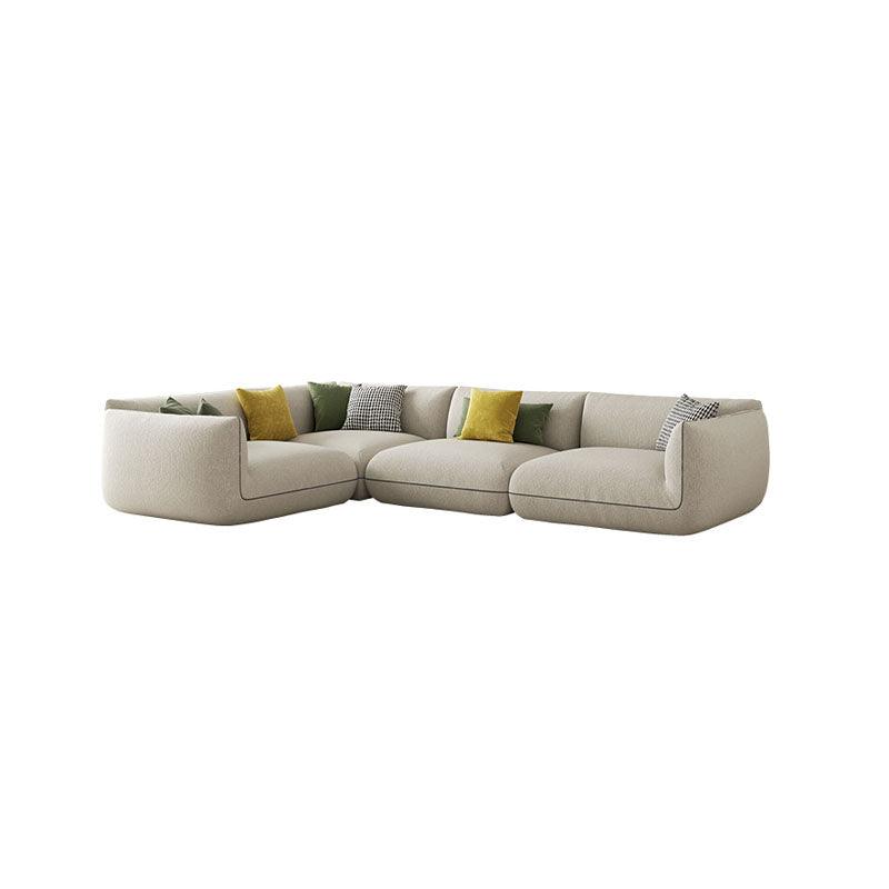 Detail view of TOFU Agnes Three Seater Corner Sofa, Suede, Modular Sofa with modern leather corner sofa