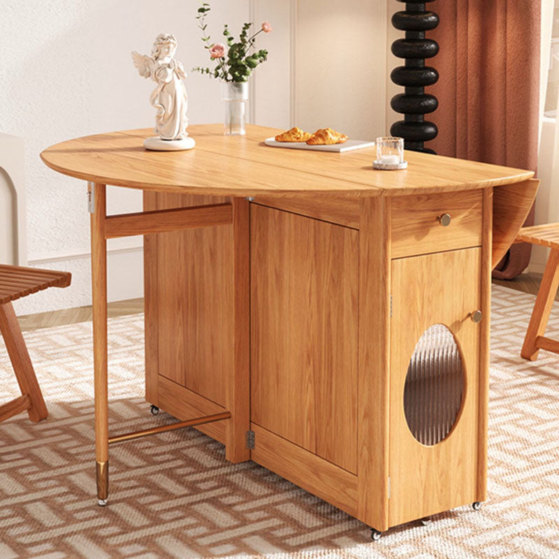 Ainsley Folding Extendable Dining Table, Wood, side view of fold down dining room table