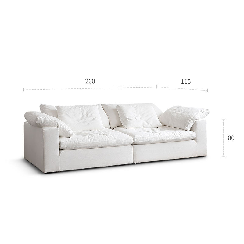 Ransom Two Seater Sofa, Linen with solid oak dining room table