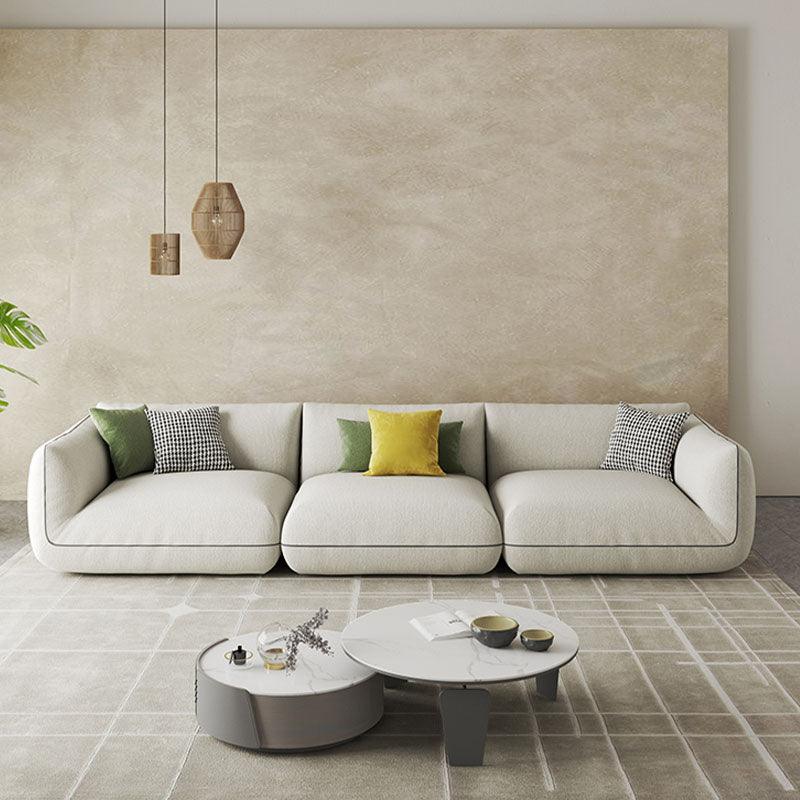 TOFU Agnes Three Seater Corner Sofa, Suede, Modular Sofa in a lifestyle setting with olive corner sofa