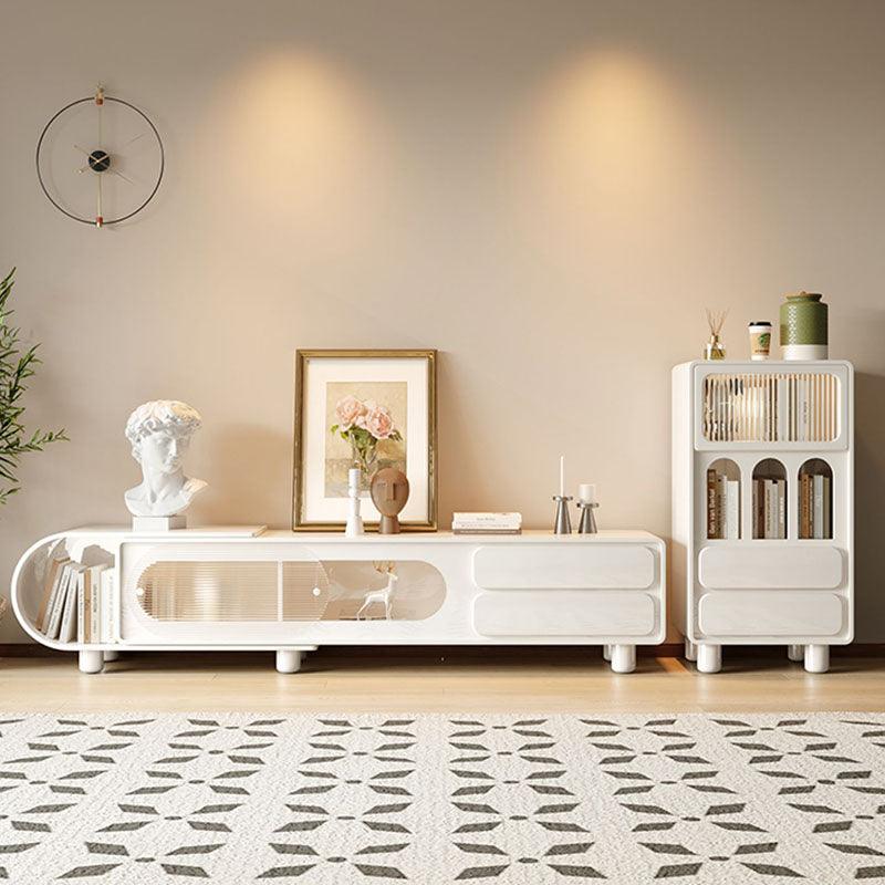 Odelette Living Room Set, Odelette TV Stand And Sideboard, Cream, side view of blue sideboards