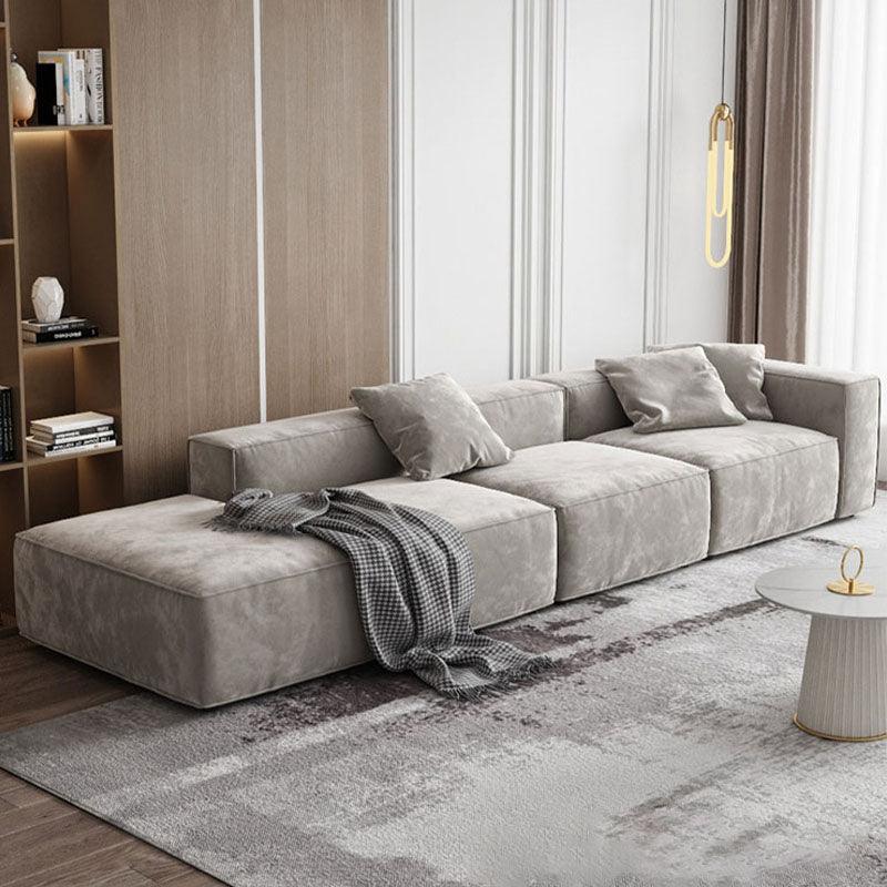 Yetta Three Seater, Four Seater Sofa, Corner Sofa, Grey Velvet in a lifestyle setting with large cream corner sofa