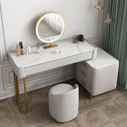 Allurea Dressing Table With LED Mirror, Greyish Cream-Weilai Concept-Weilai Concept