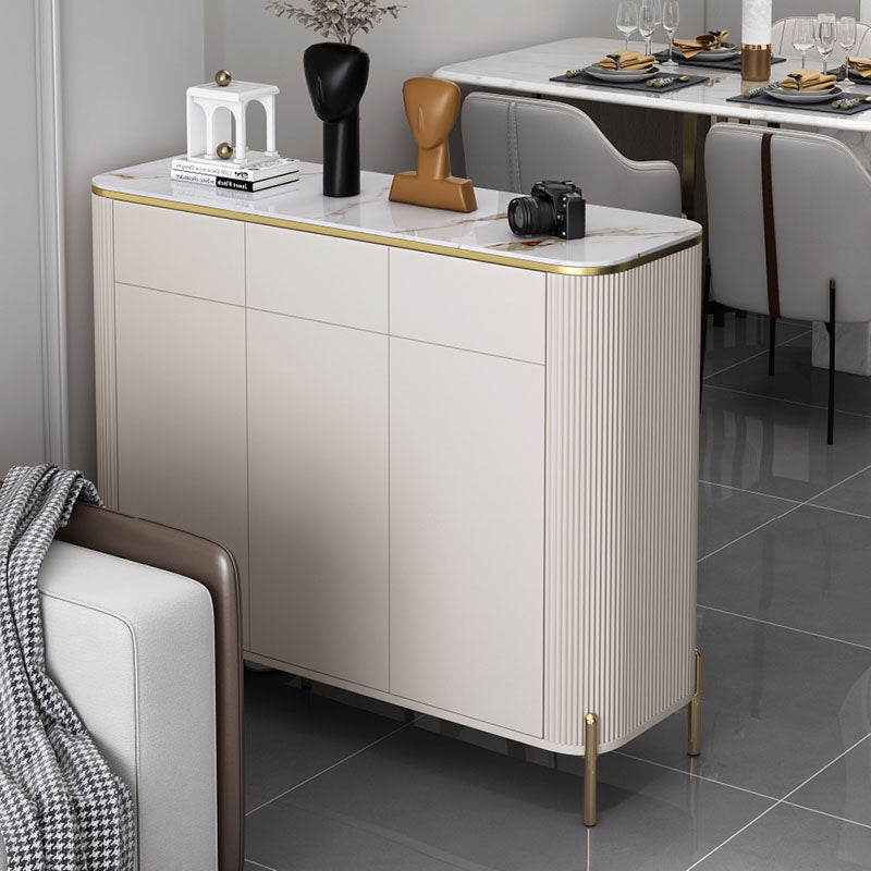 Samantha Shoe Storage, Off White, side view of oak sideboard