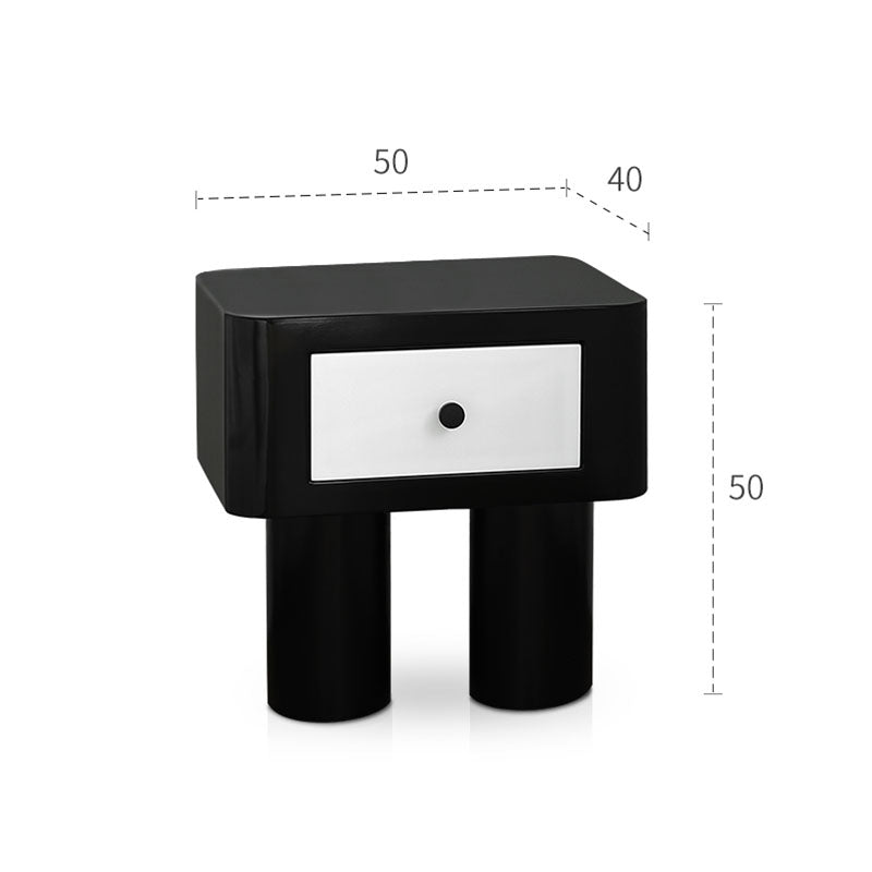 Seymour Bedside Table, Black and White with sofa dining table