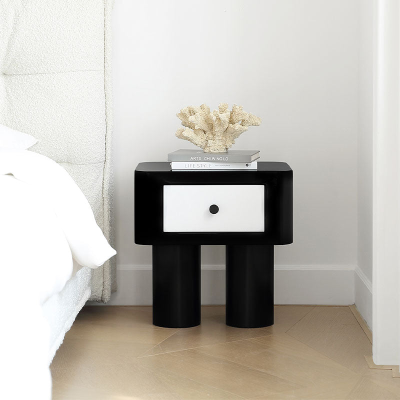 Seymour Bedside Table, Black and White - slim dining table