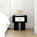 Seymour Bedside Table, Black and White - slim dining table