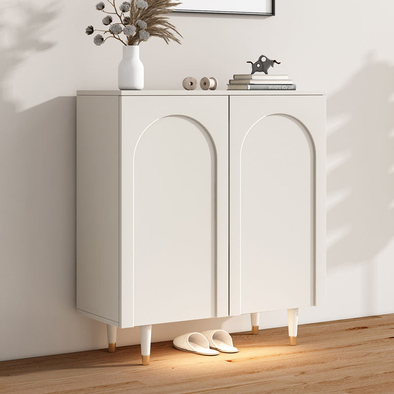 Detail view of Mia Shoe Storage, Cream with modern sideboard