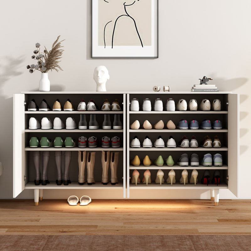 Mia Shoe Storage, Cream in a lifestyle setting with modern white sideboard