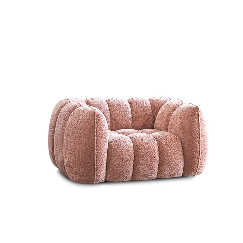 Welton Pumpkin Armchair, Boucle in a lifestyle setting with settee dining table