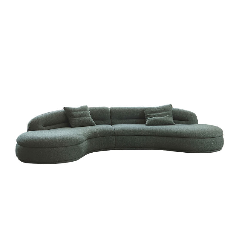 Yannik Four Seater Curved Sofa, Green with curved leather sofa